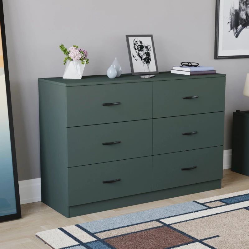 Image of Lassic Vida Designs Riano 6 Drawer Chest Jasper Green unisex 6 Drawers
