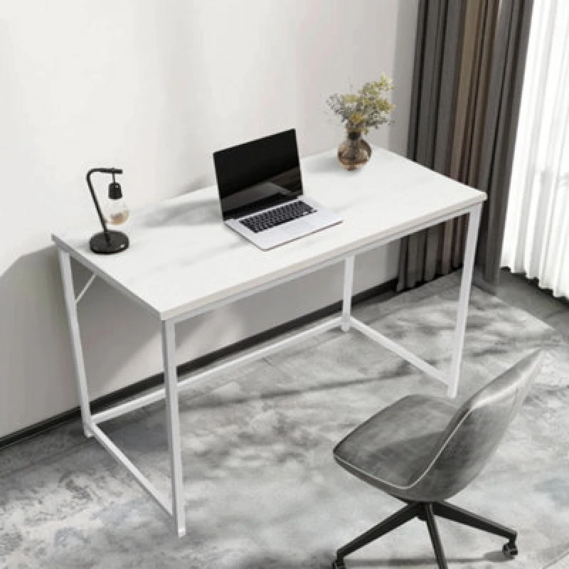Image of House Of Home Computer Desk With White Metal Frame - Versatile Gaming Desk, And Dressing Table For Home And Office 120Cm