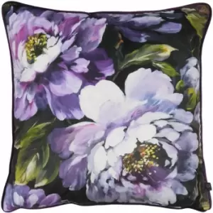 Image of Prestigious Textiles Secret Oasis Tropical Flowers Piped Edge Cushion Cover, Ultra Violet, 55 x 55 Cm