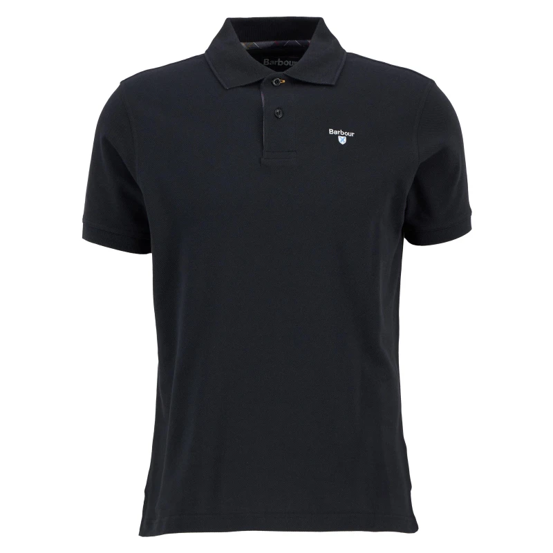 Image of Barbour Tartan Pique Polo Shirt - Black 2XL