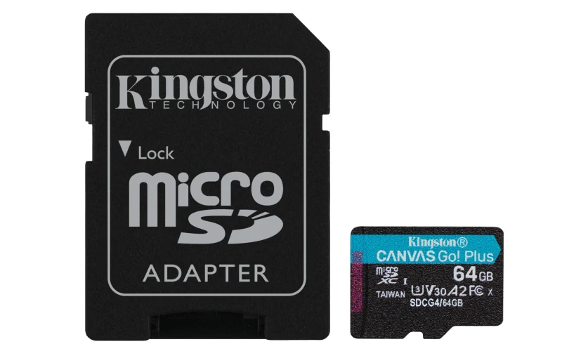 Image of Kingston Technology Kingston Technology 64GB microSDXC Canvas Go Plus Gen4 200MB/s A2 U3 V30 Card + Adapter SDCG4/64GB