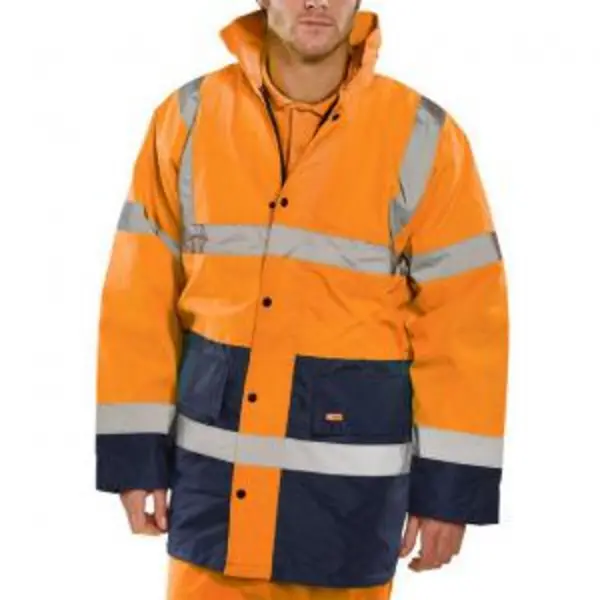 Image of Beeswift CONSTRUCTOR TRAFFIC Jacket TWO TONE FLEECE LINED OrangeNavy BESWCTJFLTTORNM