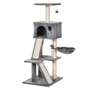 Image of PawHut Cat Climbing Activity Tree with Condo - Grey