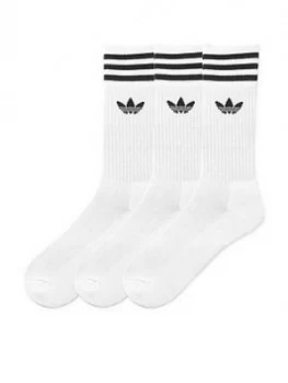 Image of adidas Originals Solid Crew 3 Pack Socks - White, Size 8.5-11, Men