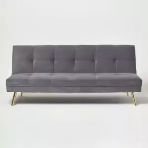 Image of Laurie Velvet Click Clack Sofa Bed, Dark Grey - Dark Grey - Homescapes