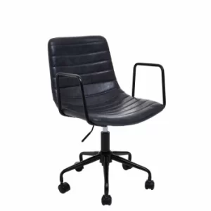 Image of Interiors by PH Striped Leather Effect Office Chair with Arms, Grey