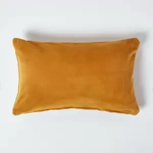 Image of Mustard Velvet Rectangular Cushion Cover, 30 x 50cm - Yellow - Homescapes