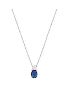Image of Simply Silver Sterling Silver 925 Mini Sapphire Cubic Zirconia Pendant Necklace, Silver, Women