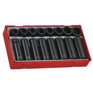 Image of Teng TT9116 Regular/Deep Impact Socket Set, 16 Piece- 1/2in Drive