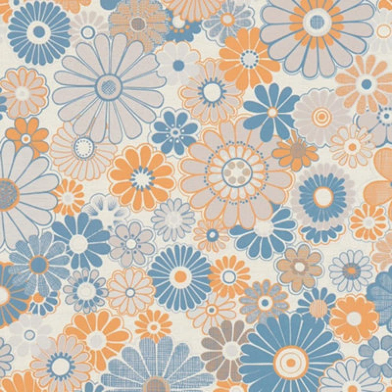 Image of As Creation Retro Chic Floral Wallpaper Orange Blue Vintage Paste The Wall Vinyl