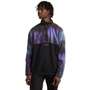 Image of Timberland Northern Lights Sky Half-zip Fleece For Men With Aurora Print Black, Size M