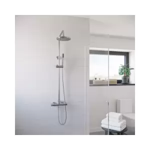 Image of Thermostatic Mixer Bar Shower with Round Overhead & Pencil Handset - Vira