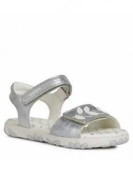 Image of Geox Girls Haiti Sandals - Silver, Size 7.5 Younger