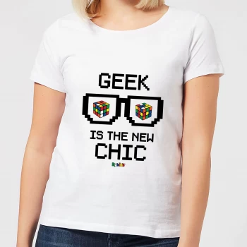 Image of Geek Cube Is The New Chic Womens T-Shirt - White - S