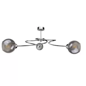 Image of Blom Multi Arm Semi Flush Ceiling Light Silver, 65cm, 3x E27