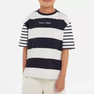 Image of Tommy Hilfiger Boys' Bold Stripe Logo Cotton-Blend T-Shirt - 16 Years