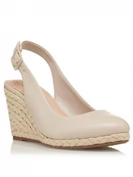 Image of Dune Ecru Leather 'Codi' High Wedge Heel Slingbacks - 3 - beige