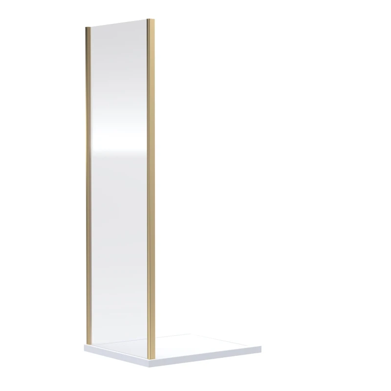 Image of Balterley Safety Glass Reversible Shower Side Panel Brushed Brass 6mm 900mm Bronze
