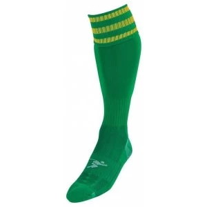 Image of PT 3 Stripe Pro Football Socks Boys Green/Gold