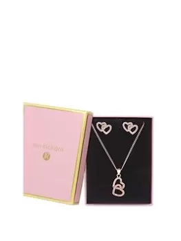 Image of Jon Richard Rose Gold Plated Cubic Zirconia Heart Pendant Set - Gift Boxed