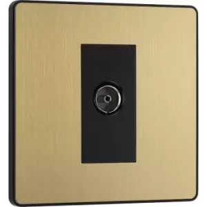 Image of BG Evolve Brushed (Black Ins) Single Socket For TV Or Fm Co-Axial Aerial Connection in Brass Steel