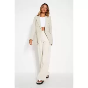 Image of I Saw It First Stone Textured Military Button Double Breasted Blazer - Brown