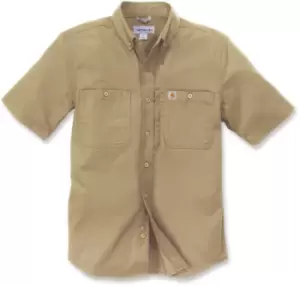 Image of Carhartt Rugged Short Sleeve Shirt, beige Size M beige, Size M