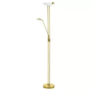 Image of Floor Lamp Light Colour Brass Shade White Satined Glass Bulb LED 20W 2.5W 2.5W