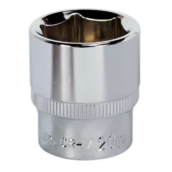 Image of Genuine SEALEY SP3820 WallDrive® Socket 20mm 3/8Sq Drive Fully Polished