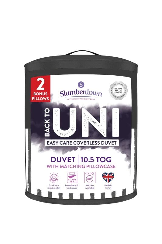 Image of Slumberdown Slumberdown Back to Uni Printed Stripe Grey 10.5 Duvet, 2 Medium Pillows Size: Single Grey Single Unisex 5061016121443