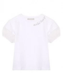 Image of Mintie By Mint Velvet Girls Puff Sleeve Jersey T-Shirt - Ivory