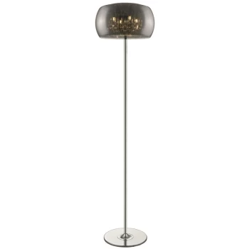 Image of 4 Light Floor Lamp Chrome, Crystal with Smoked Glass Shade, G9 - Spring Lighting