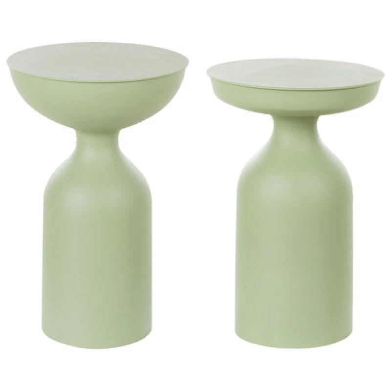 Image of Beliani Set Of 2 Side Tables Cota/tenjo Metal Light Green