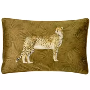 Image of Cheetah Forest Velvet Cushion Gold