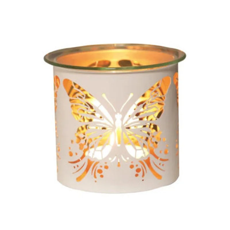 Image of Aroma Home Aroma Home Multi Functional Tealight Wax Melt Burner 10.5cm - Butterfly in White White One Size Unisex 5056758402486