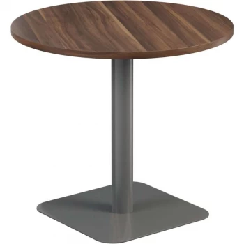 Image of 800MM Circular Mid Contract Table - Silver/Dark Walnut