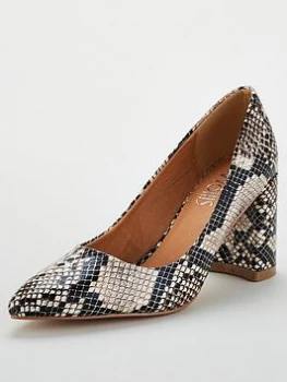 Image of Wallis Pointed Block Heel Court - Snake Print, Snake, Size 5, Women