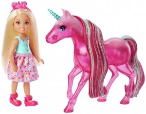 Image of Barbie Dreamptopia Chelsea Doll and Unicorn