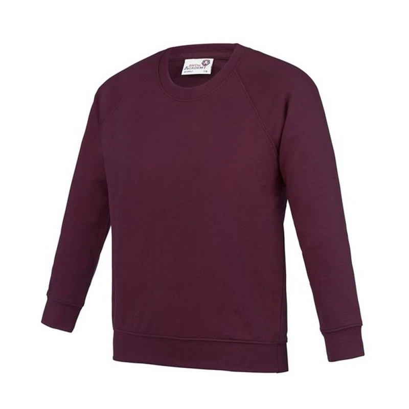 Image of AWDis Academy Raglan Sweatshirt in Burgundy Size: XS Burgundy Unisex XS