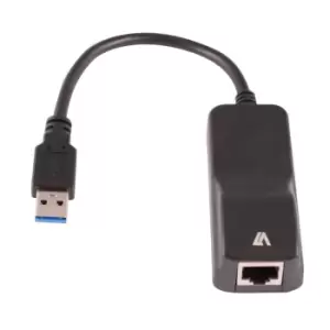 Image of V7 Black Gigabit Ethernet Adapter USB 3.0 A Male to RJ45 Female