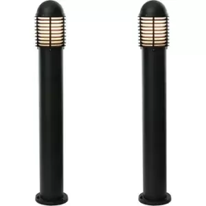 Image of 2 PACK Outdoor IP44 Bollard Light Matt Black 1000mm Lamp Post Garden Driveway
