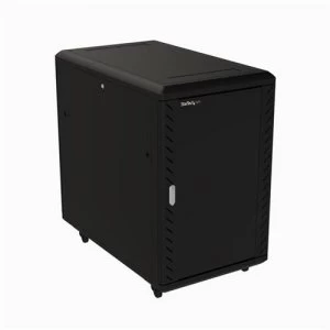 Image of StarTech.com 18U 19" Server Rack Cabinet - 4 Post Adjustable Depth (6-32") Locking Knock Down Network/Computer Equipment Enclosure - Mobile w/Glass Do