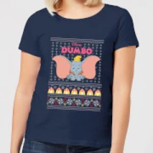 Image of Disney Classic Dumbo Womens Christmas T-Shirt - Navy - M