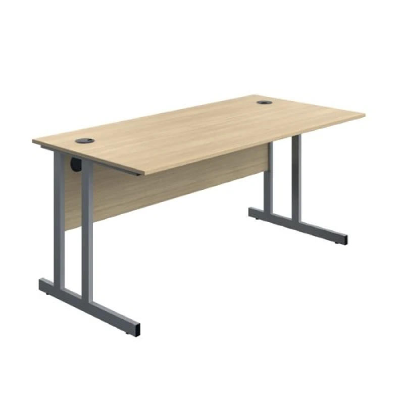 Image of Serrion Twin Upright Desk 1600x800x730mm Oak/Silver KF800254