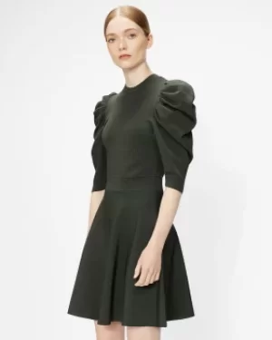 Image of Statement Sleeve Skater Dress