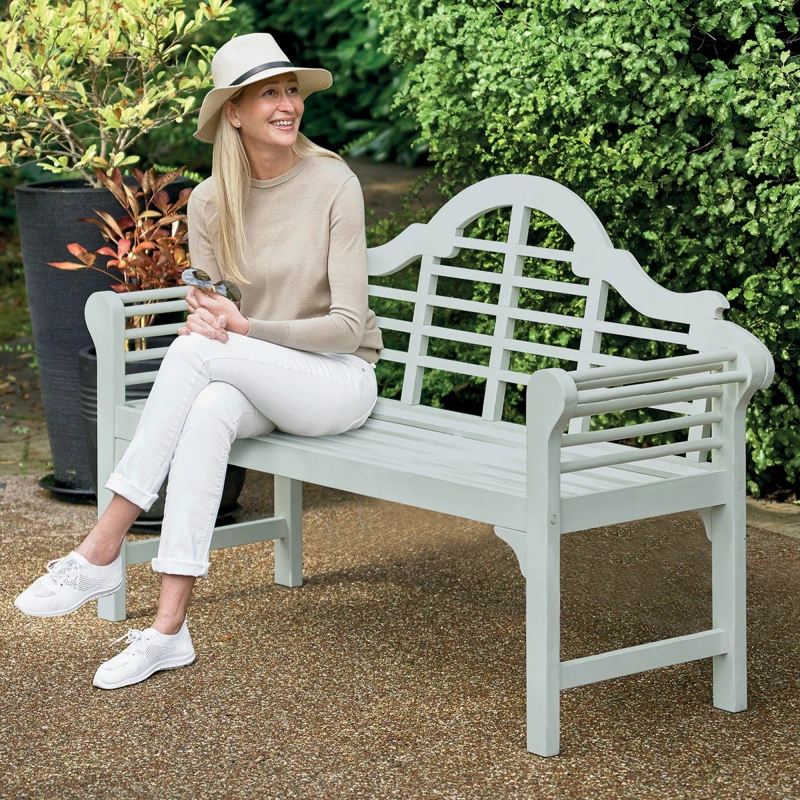 Image of Greenhurst Lutyens Style Garden Bench (PU Coated - White)