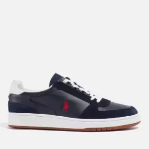 Image of Polo Ralph Lauren Mens Polo Court Leather/Suede Trainers - Newport Navy/RL2000 Red - UK 11