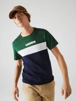 Image of Lacoste Sport Colour Block Logo T-Shirt - Green/Navy