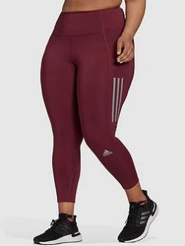 Image of Adidas Own The Run Leggings - Plus Size, Dark Red, Size 2X, Women