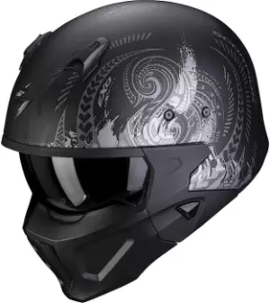 Image of Scorpion Covert-X Tattoo Helmet, black-silver Size M black-silver, Size M